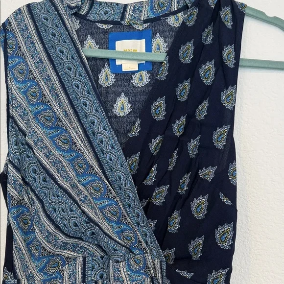 Maeve Asymmetrical Dress in Navy and Light Blue - Picture 3 of 5